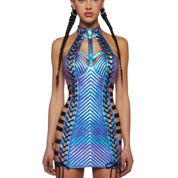 Rude Awakening Mini Dress - Blue | Club Exx | Size XS | Perfect for Festivals - Picture 7 of 8